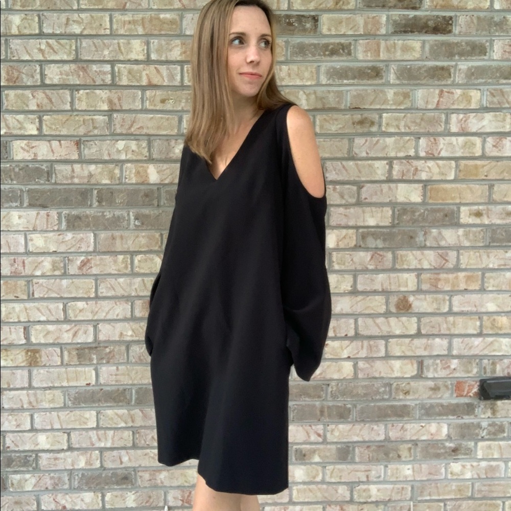Black Oversized Cold Shoulder Dress by Rachel Roy